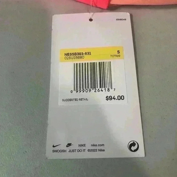 Nike Women Swim Tankini Top Coral Black Peach Removable Pads Size Small NWT - Picture 12 of 13
